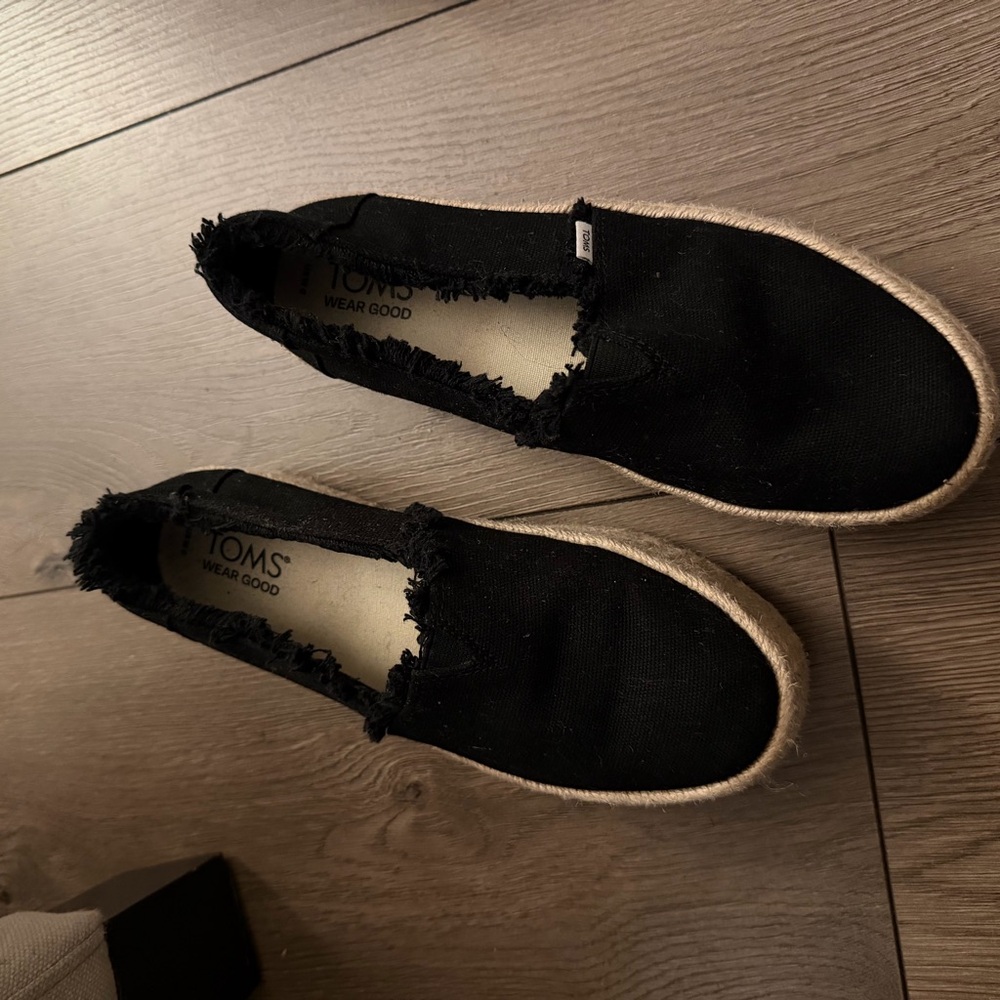 TOMS Black Espadrille Slip-Ons